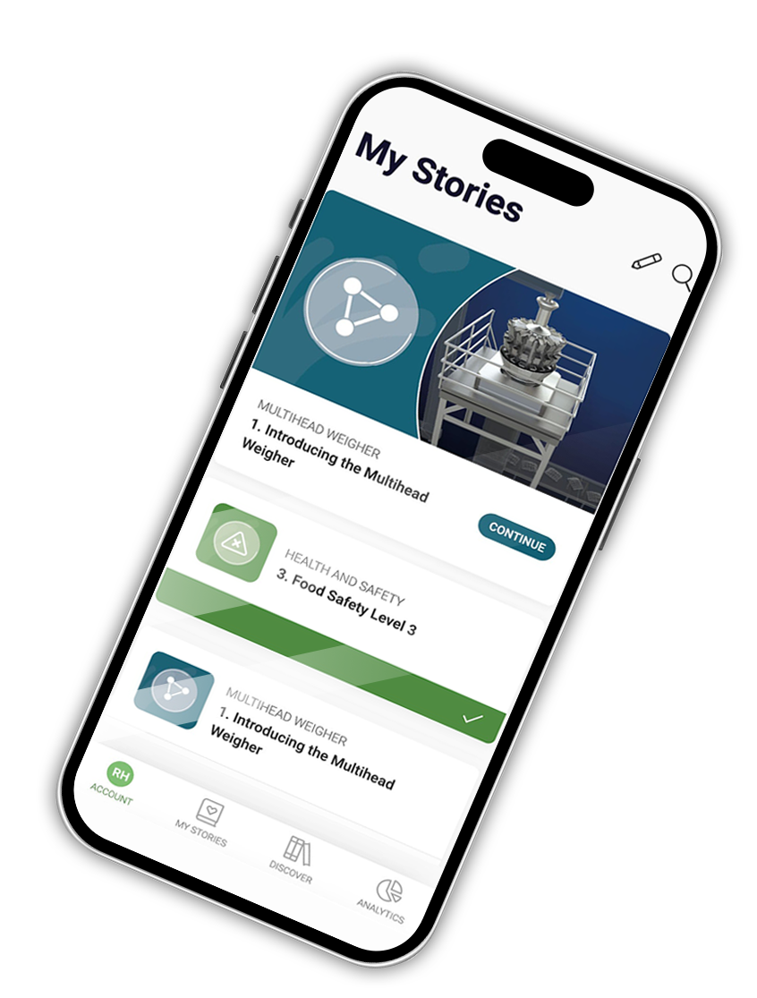 phone showing the introduction to the mutihead weigher module